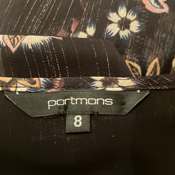 PORTMANS Delphine Woodland Winter Floral Black Gold Metallic Long Sleeve Blouse - Picture 5 of 9